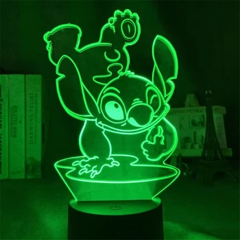 Desene animate Disney 3D Lumina de Noapte Lilo Stitch Acrilice LED-uri Vizuale Lampă pentru Copii Dormitor Decortion Lampa de Masa Copii Baby Xmas Cadouri