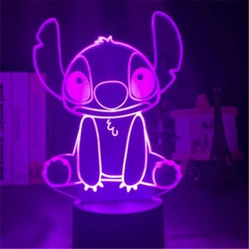Desene animate Disney 3D Lumina de Noapte Lilo Stitch Acrilice LED-uri Vizuale Lampă pentru Copii Dormitor Decortion Lampa de Masa Copii Baby Xmas Cadouri
