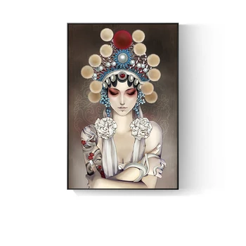 Tradițional Chinezesc Peking Opera Fata Panza Pictura, Postere Și De Imprimare De Epocă Figura Arta De Perete Imaginile Pentru Camera De Zi Dormitor
