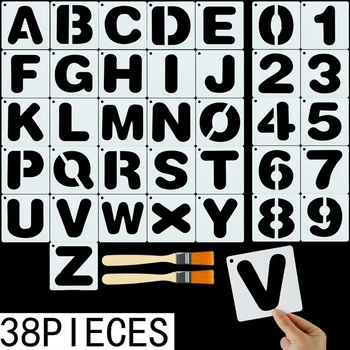 36 Template-Uri + 2 Perii / Seturi Alfabet Litere Limba Engleză Sabloane Pictura Scrapbooking Ștanțare Embossing Album Șablon De Hârtie