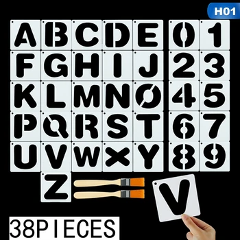 36 Template-Uri + 2 Perii / Seturi Alfabet Litere Limba Engleză Sabloane Pictura Scrapbooking Ștanțare Embossing Album Șablon De Hârtie