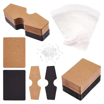 1 Set Carton Carduri de Afișare Folosit Pentru Colier Cercei din Plastic cu Urechea Nuci și Pungi de Celofan pentru Afișare Bijuterii