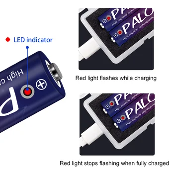 PALO 1.5 v AA baterie Li-ion AA litiu li-ion reîncărcabilă baterie AA 1.5 V 2800mWh cu baterie caz pentru încărcare USB AA de 1,5 V