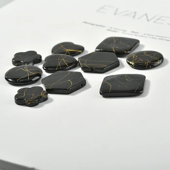 Nou stil 30pcs/lot culoare negru de imprimare geometrie pătrat/flori/forma de inima shell margele diy bijuterii cercei/brățară accesorii