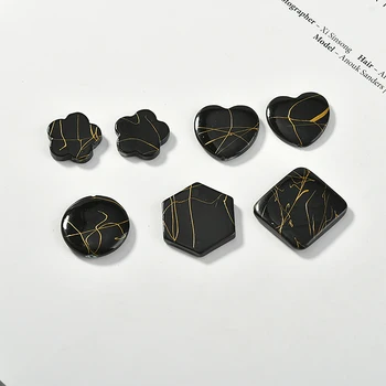 Nou stil 30pcs/lot culoare negru de imprimare geometrie pătrat/flori/forma de inima shell margele diy bijuterii cercei/brățară accesorii