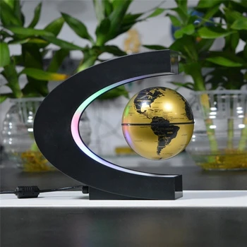 C forma Negru cu LED Albastru Hartă a Lumii Decor Acasă Electronic de Levitatie Magnetica Plutitoare Glob Antigravity Lumină LED-uri Cadou Decor