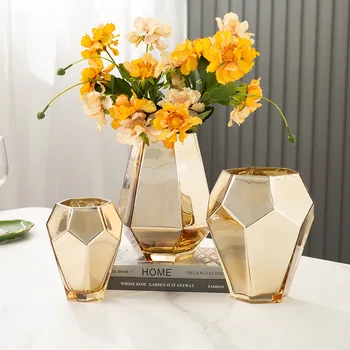 Nordic de Aur de sticlă Decorative, vaze de flori Uscate vaza living decor modern decor acasă ghiveci Cachepot pentru flori