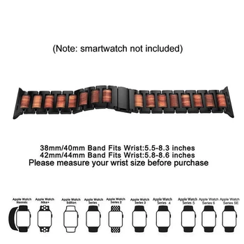 Lemn Trupa de Metal Pentru Apple watch 44/40/42/38mm Brățară Naturale de lemn de Santal Roșu+Curea din Otel Inoxidabil Pentru iWatch Serie SE 6 5 4 3