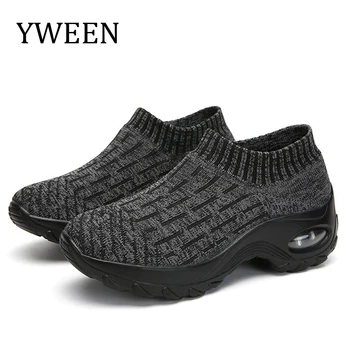 YWEEN Femei Platforma Adidasi de Primăvară doamnelor Pene Pantofi Casual Femei Formatori Confortabil Femme Creșterea Înălțime Mama Pantofi