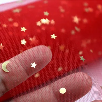 25 de Metri Golden Star Luna Tul cu Paiete Material pentru Copil de Dus Petrecere de Nunta, Decoratiuni de Masă Fusta Clip de Păr DIY Meșteșug Consumabile