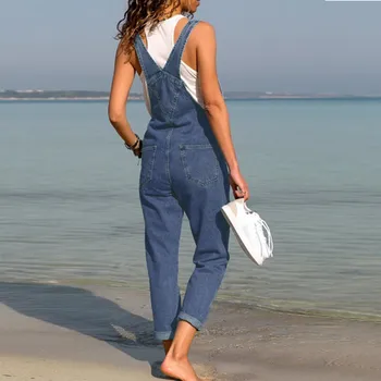 2018 Moda pentru Femei Denim Salopete Pantaloni Lungi Sexy Salopetă Salopete Pantaloni, Salopete cu Pantaloni Pentru Femei Slim Jean Doamnelor