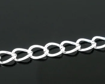 DoreenBeads 10M culoare argintie Lanțuri de Bordură Constatări 5.5x3.5mm (B05736)