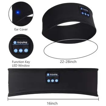 Pana Bluetooth 5.0 Sport USB Muzică Wireless de Funcționare Cap Trupa de Dormit Cap Purta, Negru/Gri
