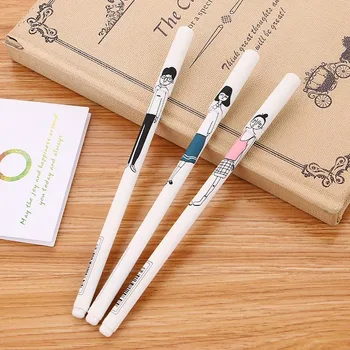 24buc Nou Stil Mână-Pictat Expresie Caracter Pixuri cu Gel Proaspăt Student Papetărie Neutru Pen Rechizite de Birou Semnătura Pen