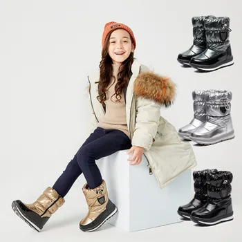 Copiii din rusia Fata impermeabil cizme Fete de Iarna Toamna Catifea Pluș Cald pentru Copii Băiat Ține de Cald Cizme de Zăpadă Drăguț Culoare negru