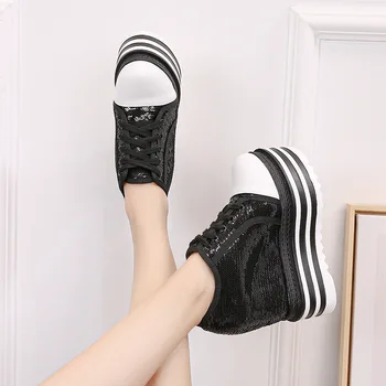 Platforme Negre Femeie Pană Pantofi Cu Tocuri Înalte Adidași De Argint Pantofi Casual Femei Adidași De Moda Adidas Pentru Femei Pantofi De Mers Pe Jos