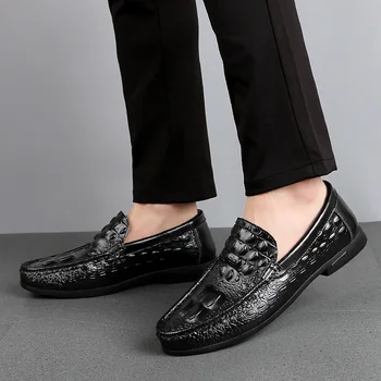 Barbati Negru Rochie Mocasini Crocodil Model de Înaltă Calitate, Slip-ons Elegant de Afaceri Formale Pantofi de sex Masculin de Vară Casual Balerini Mocasini