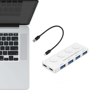 4ports USB 3.0 Hub de Date Individuale cu Touch On/Off si LED Lumina pentru Laptop PC Notebook Mouse Tastatura