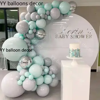 Macaron Gri Mentă Pastel DIY Ghirlanda Baloane Arcada Kit 4D Feliuta de Ziua Nuntii Copil de Dus Aniversarea Decor