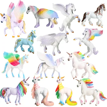 Simulare Model Animal Mitologia Europeană Legenda lui Dumnezeu Calul Pegasus Unicorn Zână Cal PVC Animale Figurine Jucarii si Cadouri