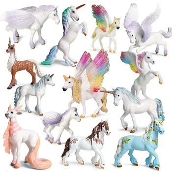 Simulare Model Animal Mitologia Europeană Legenda lui Dumnezeu Calul Pegasus Unicorn Zână Cal PVC Animale Figurine Jucarii si Cadouri