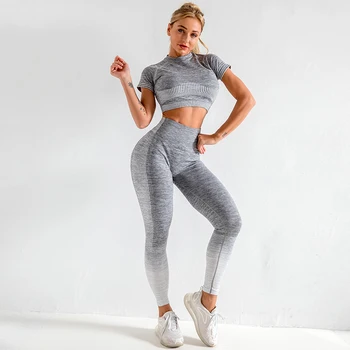 Fără Sudură De Gimnastică Yoga Set Pentru Femei Fitness Sutien Scurtă Tricou Top Jambiere Pantaloni Scurți De Trening Execută Antrenament Costum De Sport Solduri De Ridicare