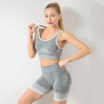 Fără Sudură De Gimnastică Yoga Set Pentru Femei Fitness Sutien Scurtă Tricou Top Jambiere Pantaloni Scurți De Trening Execută Antrenament Costum De Sport Solduri De Ridicare