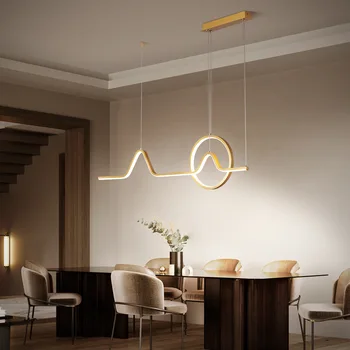 Modern lampă de tavan Nordic candelabru personalizate masa bar candelabru led fâșie lungă lampă de agățat restaurant
