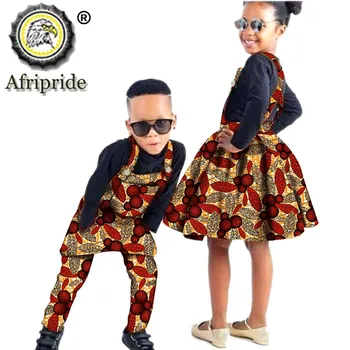 Copii africani Îmbrăcăminte Ceara Print Ankara Băiat Suspensor Pantaloni Și Fata Suspensor Fusta Bumbac AFRIPRIDE S204014