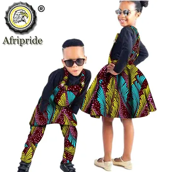 Copii africani Îmbrăcăminte Ceara Print Ankara Băiat Suspensor Pantaloni Și Fata Suspensor Fusta Bumbac AFRIPRIDE S204014