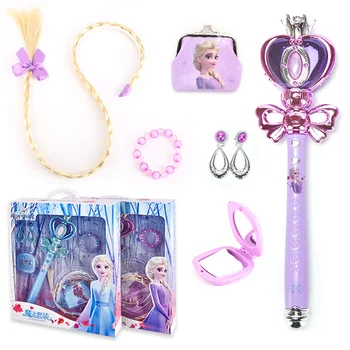 Disney Frozen princess elsa Magie Bijuterii Crown Ureche Clip Set cadou Fata Pretinde Joc de Moda Jucarii cu cutie de original