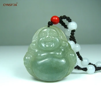 CYNSFJA Real Certificate Natural Un Grad de Smarald, Jad Norocos Amulete Buddha Pandantiv din Jad Verde de Înaltă Calitate de Mână Sculptate cele mai Bune Cadouri