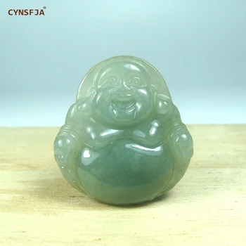 CYNSFJA Real Certificate Natural Un Grad de Smarald, Jad Norocos Amulete Buddha Pandantiv din Jad Verde de Înaltă Calitate de Mână Sculptate cele mai Bune Cadouri