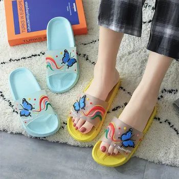 Femei Papuci Pantofi de Vara Casa Drăguț Fluture PVC Non Slip Baie Diapozitive Acasă Casual Ladies Flip Flop Femeie 2021 Sandale