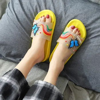 Femei Papuci Pantofi de Vara Casa Drăguț Fluture PVC Non Slip Baie Diapozitive Acasă Casual Ladies Flip Flop Femeie 2021 Sandale