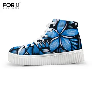FORUDESIGNS Albastru Plumeria Polineziene Floare Model Floral pentru Femei Casual Pantofi de Iarna Ține de Cald Platforma Adidasi Pantofi Respirabil