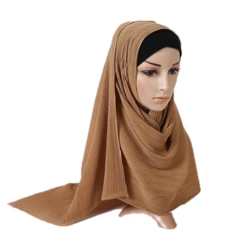 1 buc Jersey cutat rid hijab eșarfă de bumbac simplu elasticitatea șaluri mototoli hijab mult musulman folie cap eșarfe/eșarfă