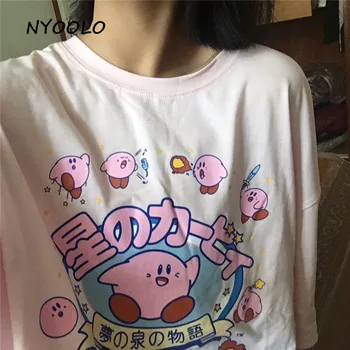 NYOOLO Harajuku stil kawaii Kirby scrisori de imprimare maneca scurta din bumbac T-shirt femei de vară pierde O-neck tee shirt fete topuri