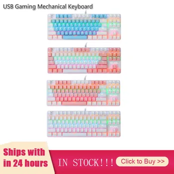 Bluetooth 4Colors Două culori 87-cheie Verde Axa Tastatură Mecanică Verde USB Tastatură de Gaming Pentru Pc Gamer Jocuri Teclado Mecanico