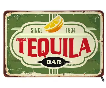 Tequila Bar Tin Semne,Vintage din Metal Staniu Semn pentru Bărbați, Femei,Decor de Perete pentru Baruri,Restaurante,Cafenele, Pub-uri,12x8 Inch