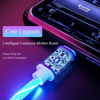Strălucitor, Cablu Telefon Mobil Cablu de Încărcare LED-uri Micro USB de Tip C de iluminat de Încărcare Pentru iPhone 8 Samsung Luminos Sârmă Încărcător