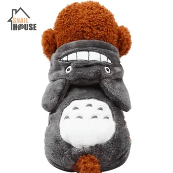 Snailhouse Companie Nou Haine Teddy Mic Câine de Desene animate Totoro Costum de Toamna si iarna Cald Plus Salopetă Pentru Catelul Pisica Haine Cu Pălărie