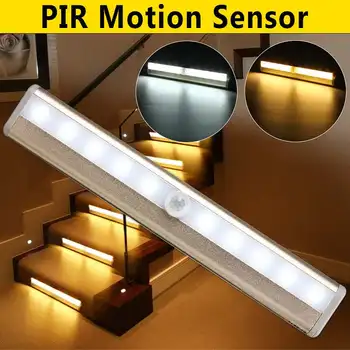 10 Led-uri PIR CONDUS Mișcare Senzor de Lumină Dulap Dulap Pat Lampă cu LED-uri Sub Cabinetul Lumina de Noapte Pentru Dulap Scări Bucătărie 6V