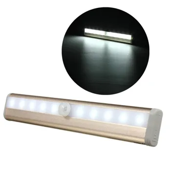 10 Led-uri PIR CONDUS Mișcare Senzor de Lumină Dulap Dulap Pat Lampă cu LED-uri Sub Cabinetul Lumina de Noapte Pentru Dulap Scări Bucătărie 6V