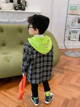 Băieți Fleece Lined Căptușit Cald Păstrarea Hanorac cu Camasa 2020 Mediu Nou și de Mare pentru Copii Stil coreean Cămașă Modă de Iarnă