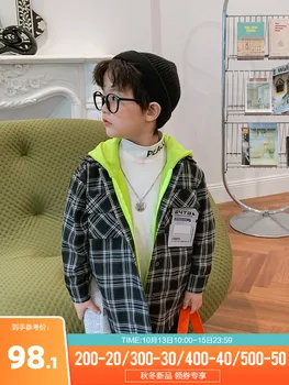 Băieți Fleece Lined Căptușit Cald Păstrarea Hanorac cu Camasa 2020 Mediu Nou și de Mare pentru Copii Stil coreean Cămașă Modă de Iarnă