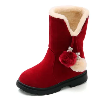 Iarna Fete Cizme de Zapada de Culoare Solidă de Pluș Cald Copii Cizme Genunchi Ridicat Ciucure Mingea Fete de Moda Printesa Pantofi Anti-alunecare STM029
