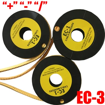 350Pcs/Rola CE-3 Plug + Minus - Virgule / 6mm2 Tag Flexibil PVC Imprimare Maneca Tub Plat Eticheta Cablu Marker