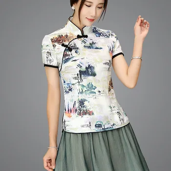 Shanghai Poveste Amestec Lenjerie de pat Tradițională Chineză de Sus Qipao Shirt pentru Femeie Cheongsam Camasa Stil Chinezesc Bluza pentru Femei