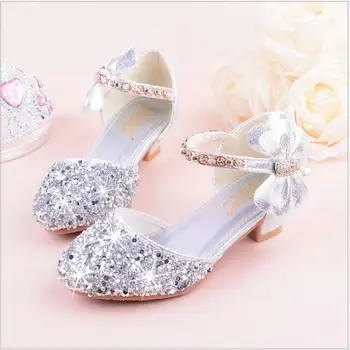 Copii Princess Party Pantofi Pentru Fete Noi de Primavara pentru Copii Pantofi Cu toc Înalt de Vară de Moda Diamant Bowknot UE 26-36